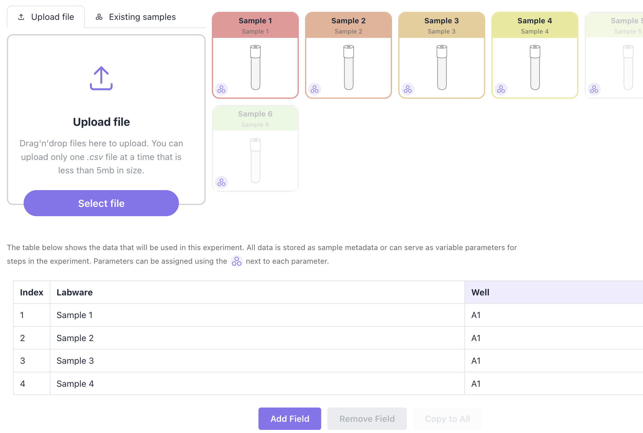 Sample data input